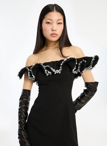 Short flounced dress ROTATE Black